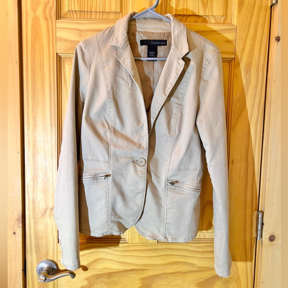 Calvin Klein Jeans Beige/Tan Blazer Jean Jacket with buttons